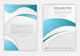 Abstract blue grey wavy corporate flyer design