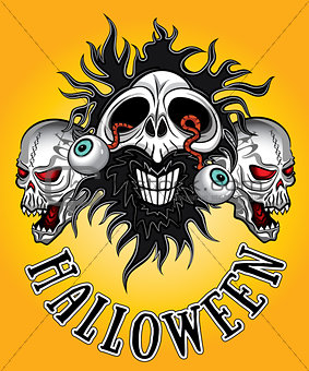 halloween horror zombie skull illustration