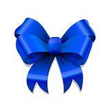 Bright blue bow-knot with shadow on white