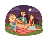 Friends picnicking summer vector