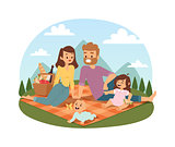 Family picnicking summer vector