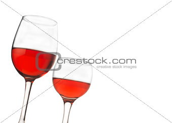 Two rose wine glasses