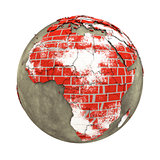 Africa on brick wall Earth