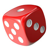 Red dice isolated on white background