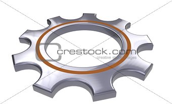 metal gear wheel isolated white background - 3d illustration