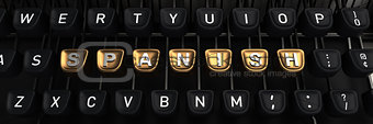 Typewriter with SPANISH gold buttons