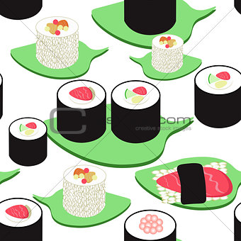 seamless pattern with a sushi and rolls. vector illustration