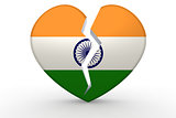 Broken white heart shape with India flag