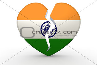 Broken white heart shape with India flag
