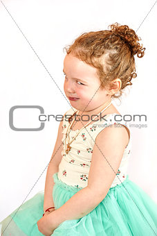 Little Girl Fashion Model in Green Dress