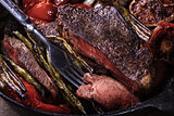 Beef steak with roasted vegetables