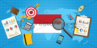 indonesia economy economic condition country with graph chart and finance tools vector graphic