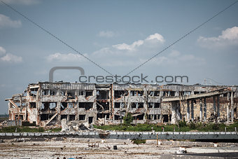 View of donetsk airport ruins