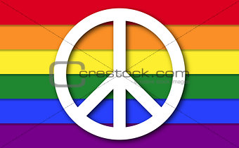 Peace Symbol On LGBT Rainbow Flag