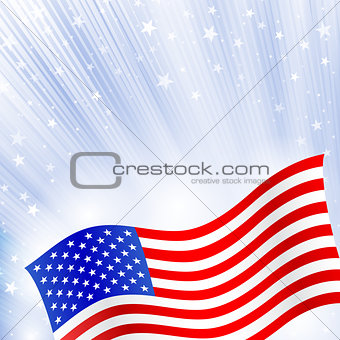Shiny American national flag waving for Fourth of July