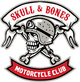 Skull Bones Bike Helmet Ribbon Retro