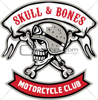 Skull Bones Bike Helmet Ribbon Retro