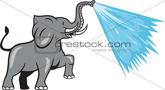 Elephant Marching Spraying Water Cartoon