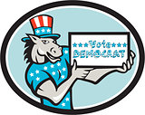 Vote Democrat Donkey Mascot Oval Cartoon