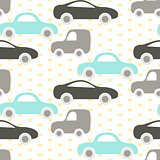 Car cute baby vector seamless pattern.