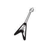 Isolated monochrome black and white electric guitar icon