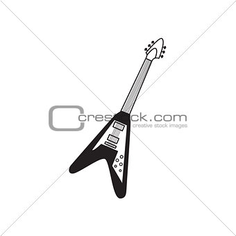 Isolated monochrome black and white electric guitar icon
