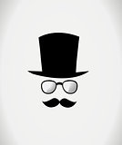 Hat, glasses and mustache. Vector illustration