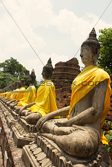 Rows of Buddha Images in Wat Yai Chai Mongkol