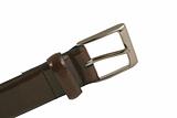 Isolated brown leather belt with buckle