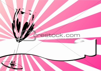 Glass and banner over pink