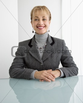 Woman smiling.