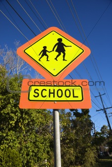 School crosswalk sign.