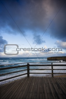 Wood deck on coast.