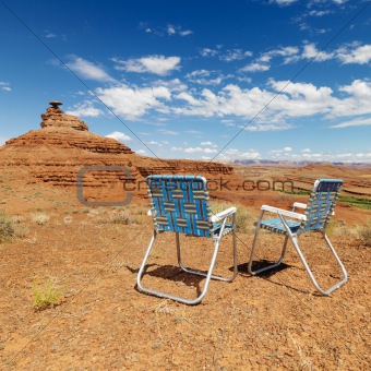 Desert scene. with chairs.