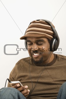 Man with mp3 player.