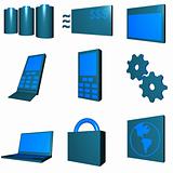 Telecommunications Mobile Industry Icons Set - Green Blue