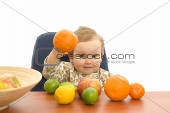 Babby and fruits