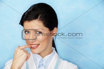 young beautiful  smiling caucasian doctor