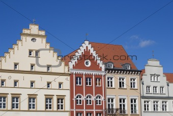 Stepped gable houses on a German market place