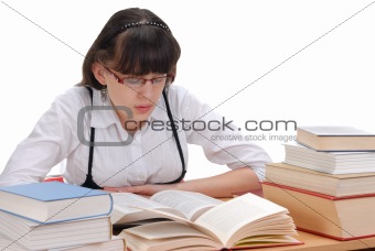 Schoolgirl Reading Book