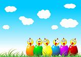 Easter chicks on grass