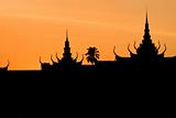 Silhouette of Royal Palae, Pnom Penh, cambodia.