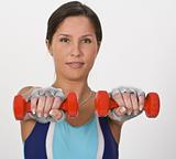 Woman with barbells