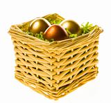 Easter basket with gold eggs
