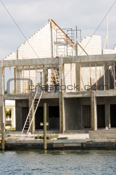 water front house under construction