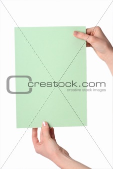 Leaf of a paper in hands