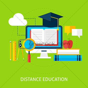 Distance Education Flat Concept