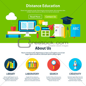 Distance Education Flat Web Design Template