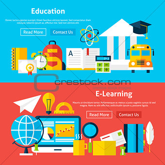 Education and E Learning Flat Website Banners