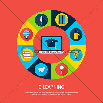 Electronic Learning Flat Infographic Concept